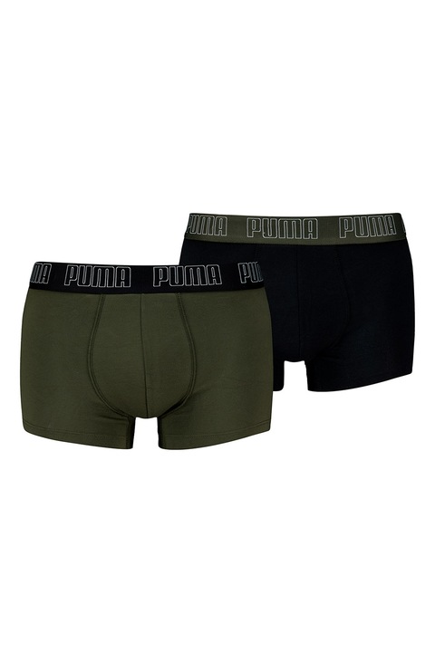 Puma, Set de boxeri cu banda logo in talie - 2 perechi, Kaki, XL