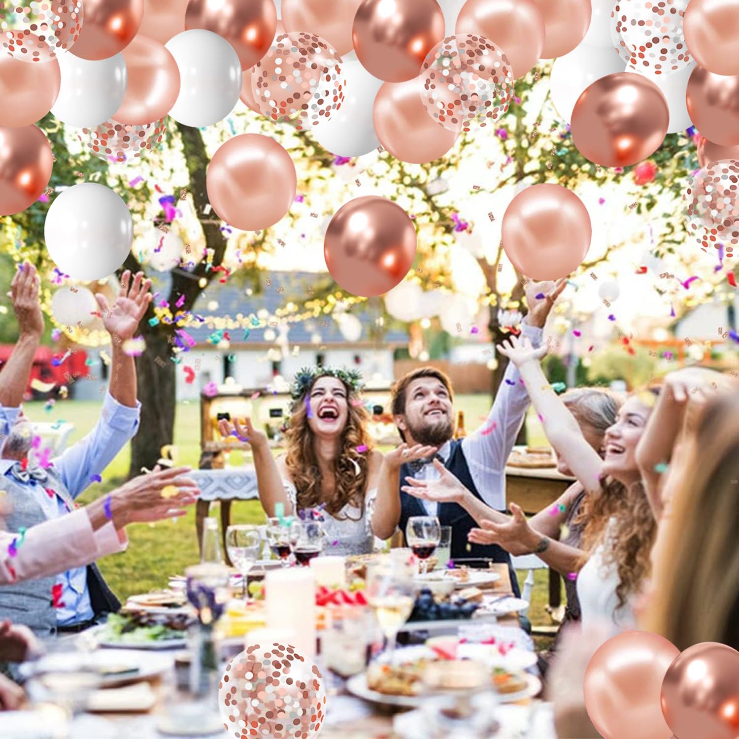 Baloane NEW HUAAO set, confetti rose gold, 30.48cm eMAG.ro