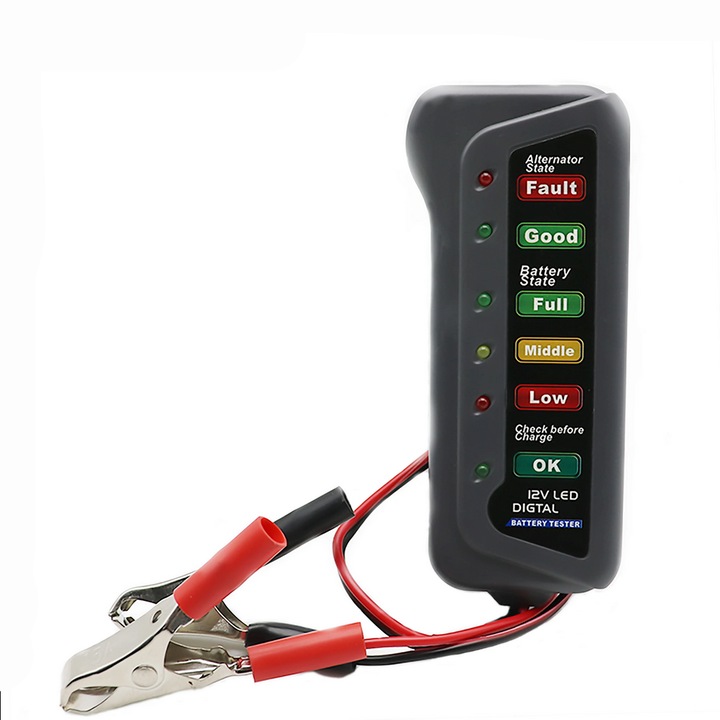 Дигитален тестер за 12V автомобилни акумулатори с 6 светодиода