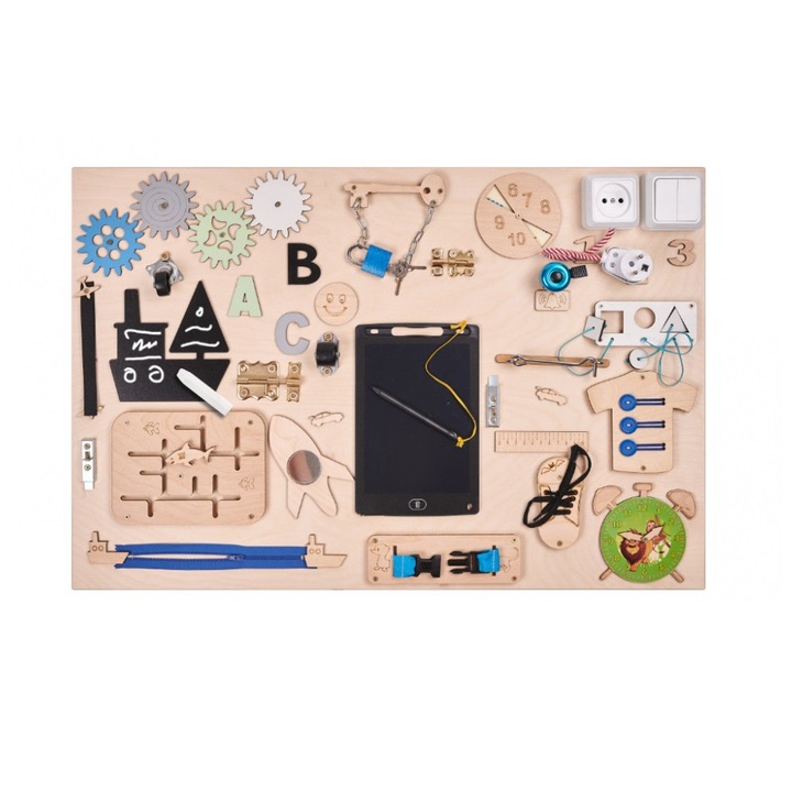 Fából készült szenzoros tábla gyerekeknek 75x50 cm Zöld