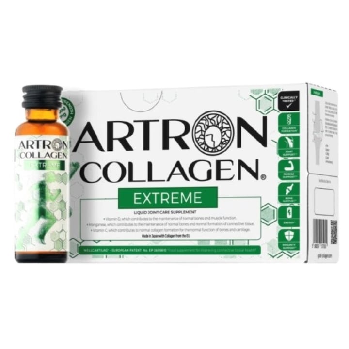 Colagen bovin hidrolizat 10000 mg pentru articulatii extreme, cartilaje, muschi si oase Artron Gold Collagen Extreme, 10 flacoane x 50 ml