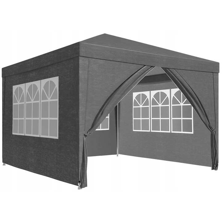 Pavilion gradina Gotel 3x3m, cu 4 pereti laterali, waterproof, alb