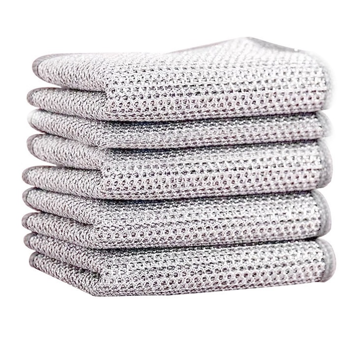 Laveta multifunctionala, 5 bucati, suprafata universala, argintiu