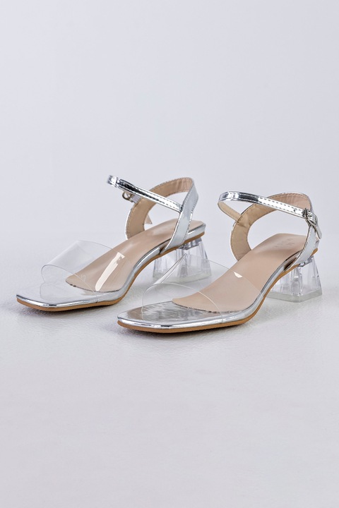 MUSK, Сандали с масивен ток, Бежов, Сребрист, 38