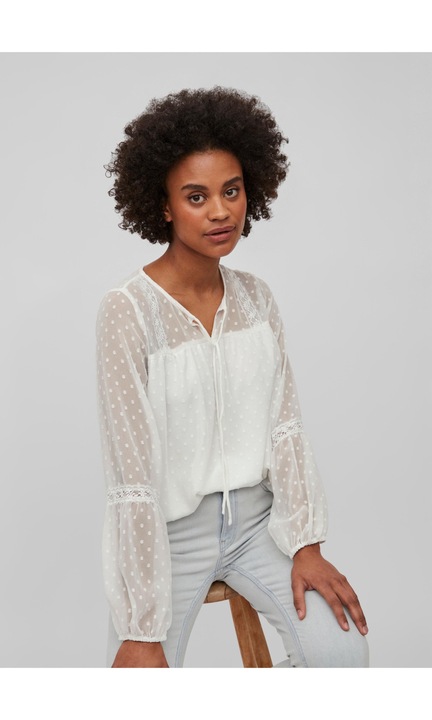 Мрежеста блуза VIELLETTE, Бял