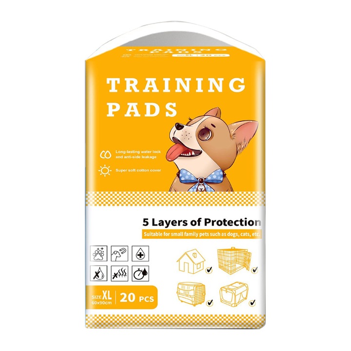 Covorase absorbante pentru caini, textil, albastru cu alb, 60x90cm, set 20 buc