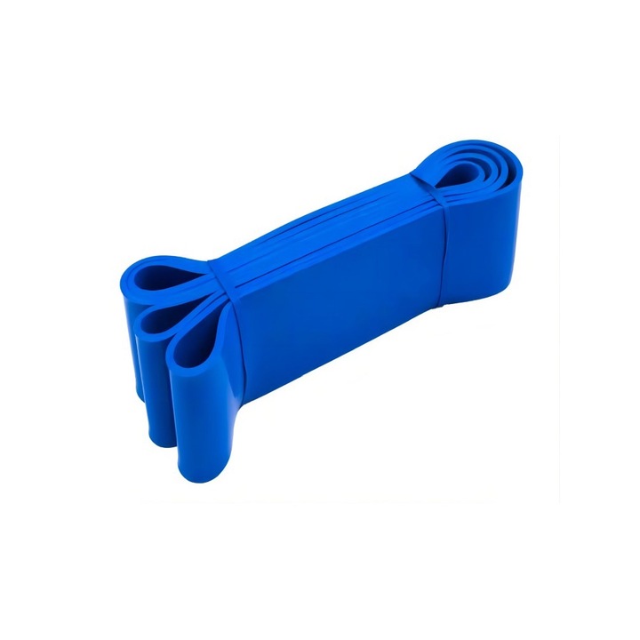 Banda elastica de rezistenta pentru fitness, Pilates, Yoga, Stretch, Banda de rezistenta pentru antrenament, Banda de intindere pentru fitness, Accesoriu pentru sala de sport acasa, Latex, Albastru 2080x63x4.5mm, rezistenta 29-79kg