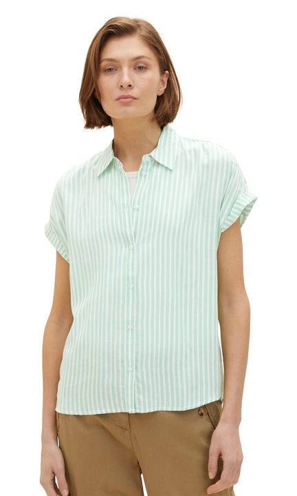 Rövid csíkos blúz, Zöld
