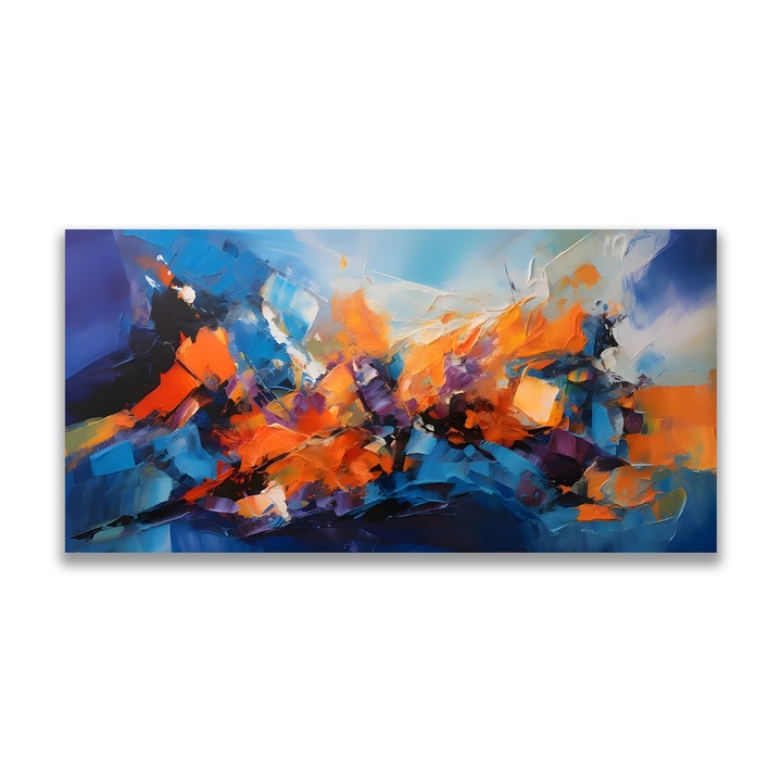 Първокласна картина на платно, LuxCanva® C1250, Футуристично абстрактно изкуство, 60 X 120 CM, 100% памучно платно 400 g/m2, Дървена рамка, Релаксация, Всекидневна, Живи цветове