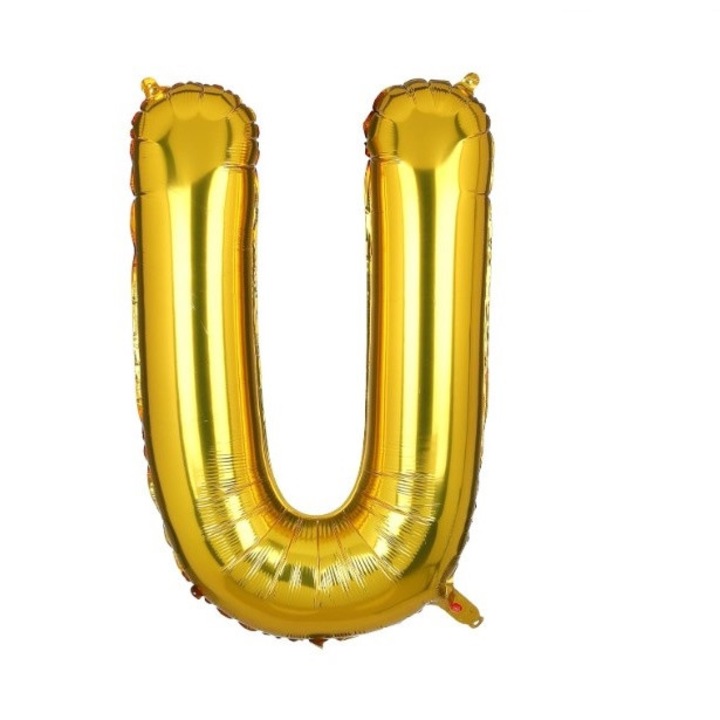 Балон от метално фолио Буква U, 40 см, златен, HAPPY JOKER®