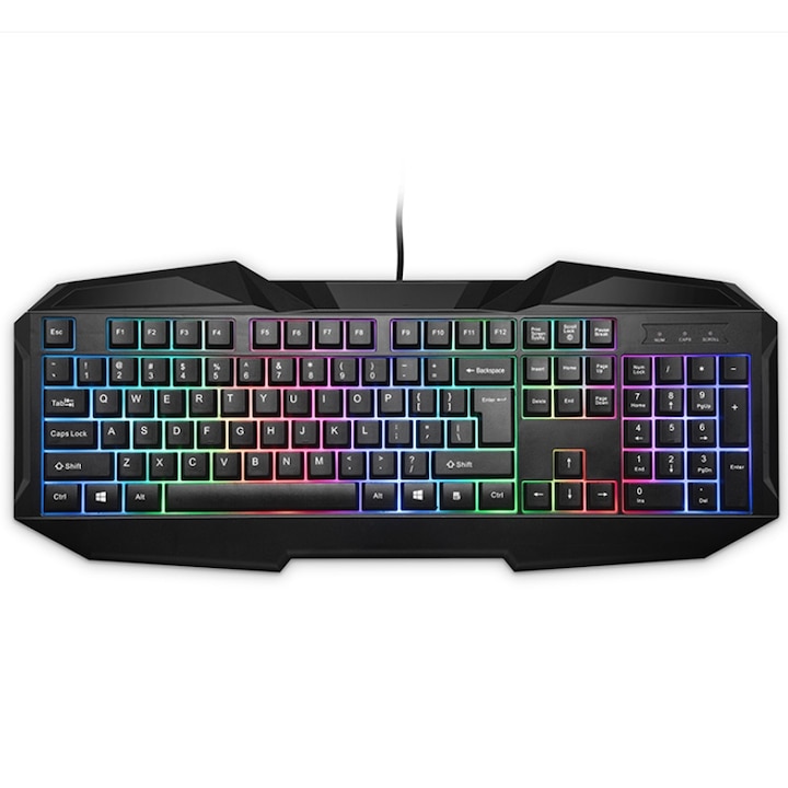 Tastatura Gaming NYTRO KX, Iluminare RGB, USB, 1.5m, Layout US, Black