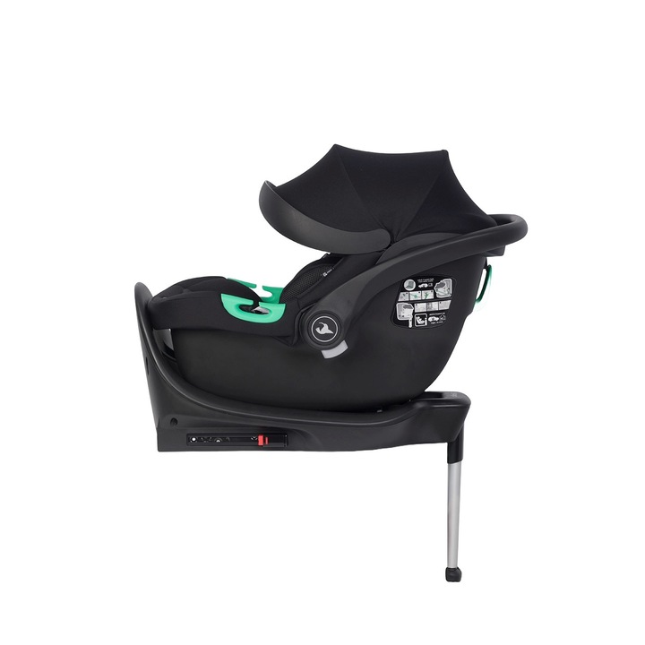 Set scoica auto si baza isofix Colibro Petit Pro i-Size, omologat R129, pentru copii intre 40-87 cm sau 0-13 kg, Onyx