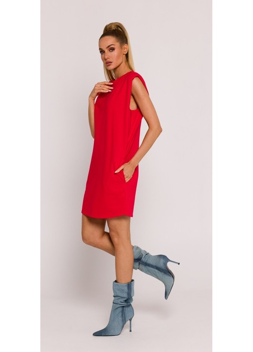 Rochie mini cu umeri - rosu, M