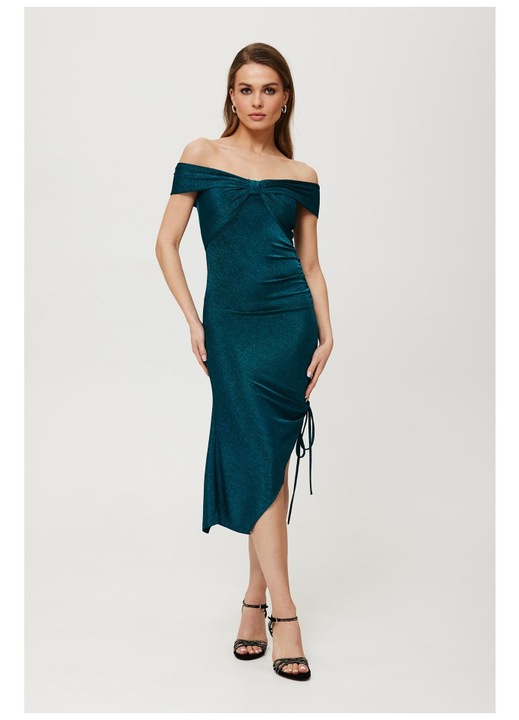 Rochie dama, metalica trasa in lateral, Poliester, Albastru, Marin