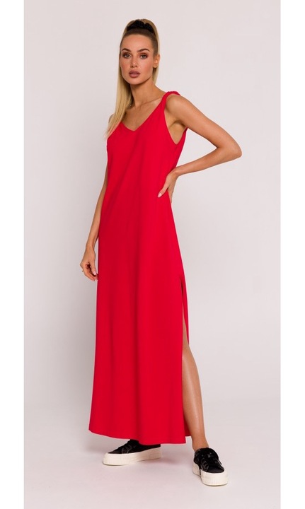 Maxi ruha mély nyakkivágással, MOE, Piros