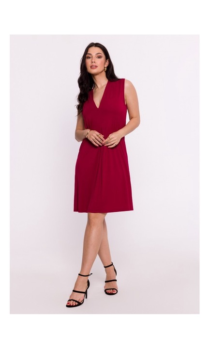 Rochie din vascoza cu pliu scurt, BeWear, Maro