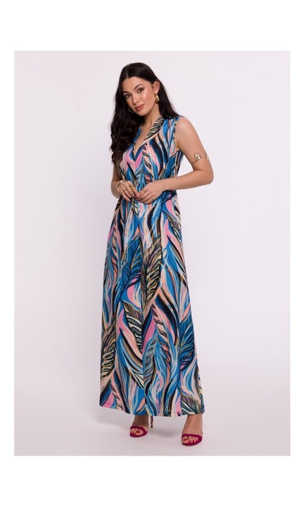 Макси рокля с принт, BeWear, Многоцветен, XL