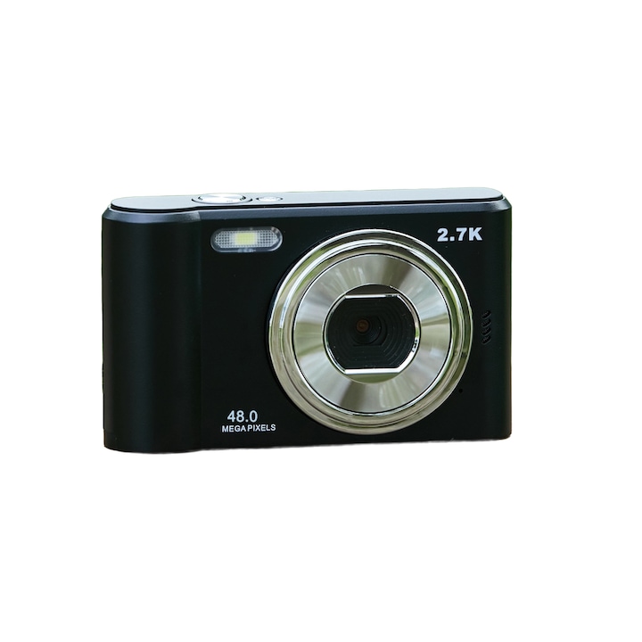Digitális fényképezőgép, HD 1080p, hordozható, USB töltés, 8x zoom, 700mah akkumulátor, 2,4 hüvelykes képernyő, fekete