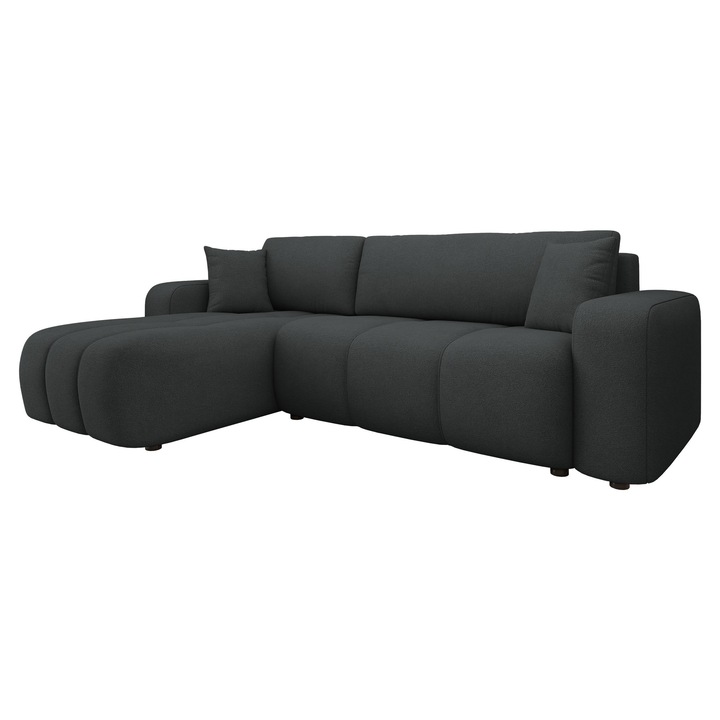 Coltar cu functie de dormit Larow, MIRJAN24, negru, 244x145x82 cm