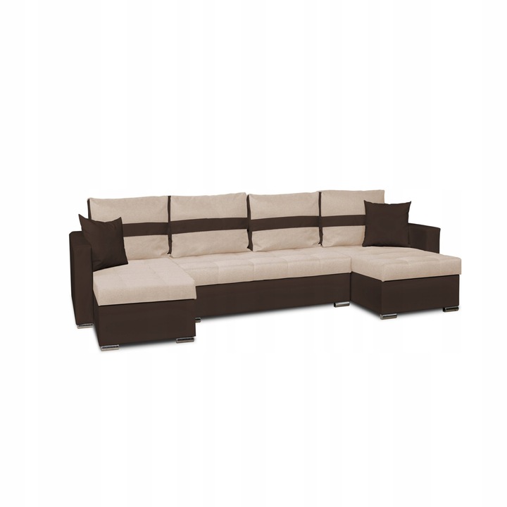 Coltar Figo Big, Extensibil, FamilyMeble, 296x140x74 cm, Stofa/Lemn, Maro/Bej
