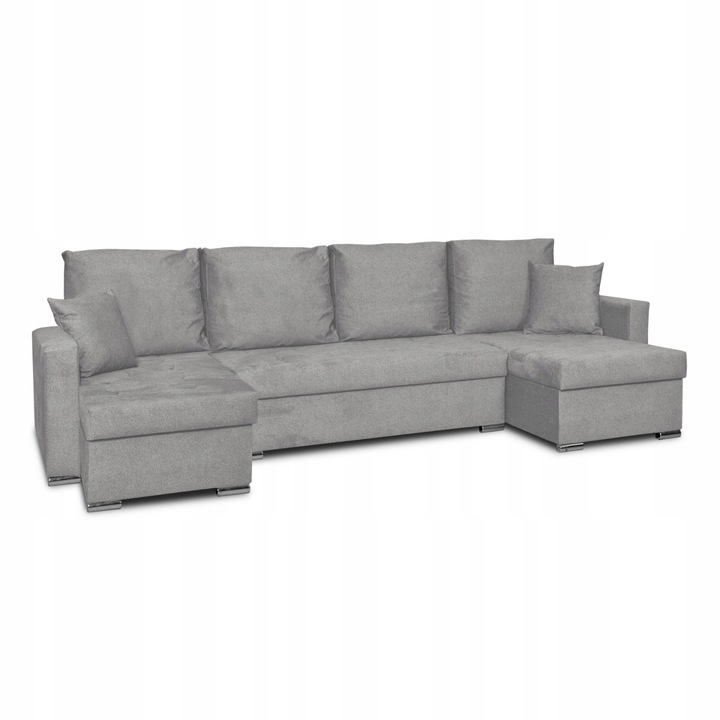 Coltar Bella Big, Extensibil, FamilyMeble, 296x140x74 cm, Stofa/Lemn, Gri