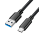 Cablu USB la USB-C 3.2 AHA PRINT®, Dedicat pentru Transfer Date 10Gbps & Android Auto / Apple CarPlay, Compatibil Samsung, iPhone 15/16/17 Plus, Pro & ProMax, Tableta si Hard Extern, 0.5m, Negru