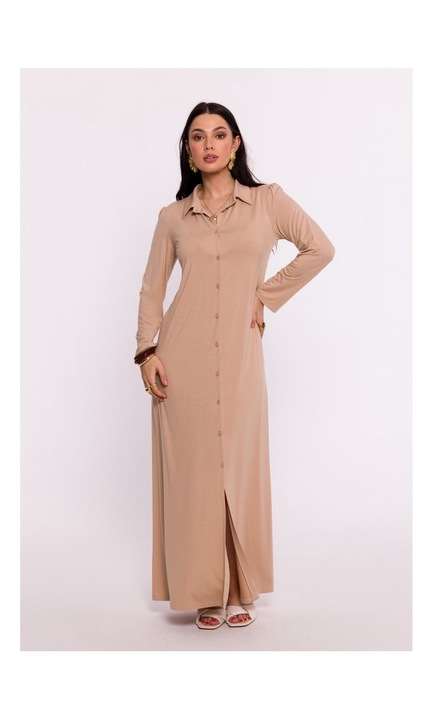 Вискозна рокля с копчета - капучино, XXL