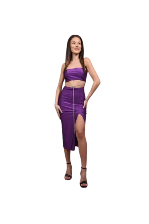 Alkalmi midi ruha isteni pántok nélkül, Lila