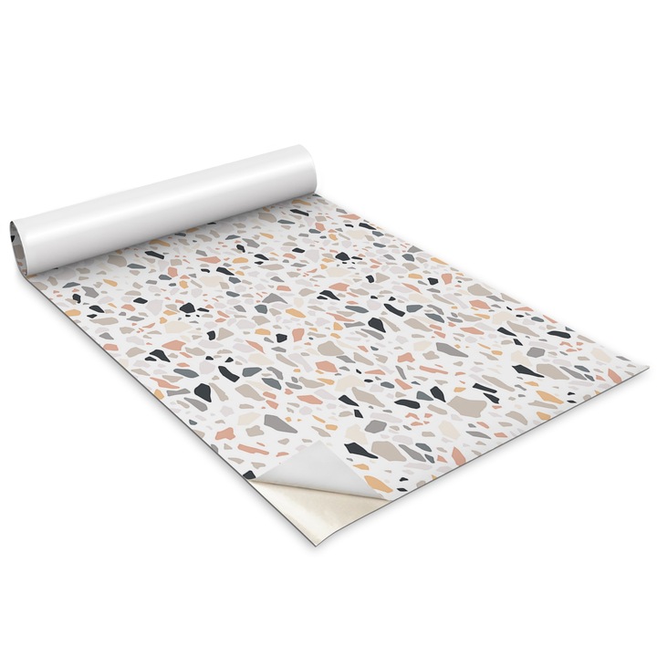 Öntapadó fólia, Wallfluent, Terrazzo textúra, Többszínű, 100x50 cm, matrica