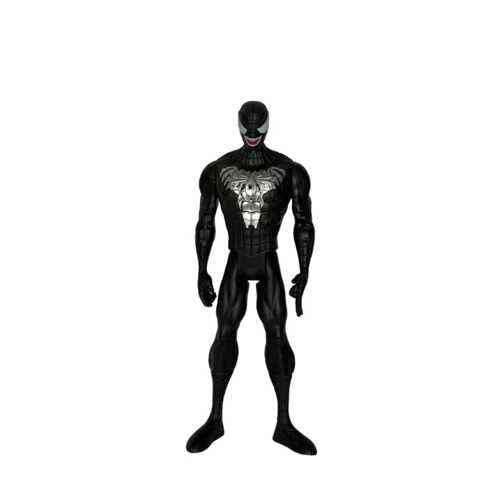 Figurina Avengers, Series Heros - Spiderman Negru, cu lumini si sunete, 30 cm, 3+, HAPPY JOKER®