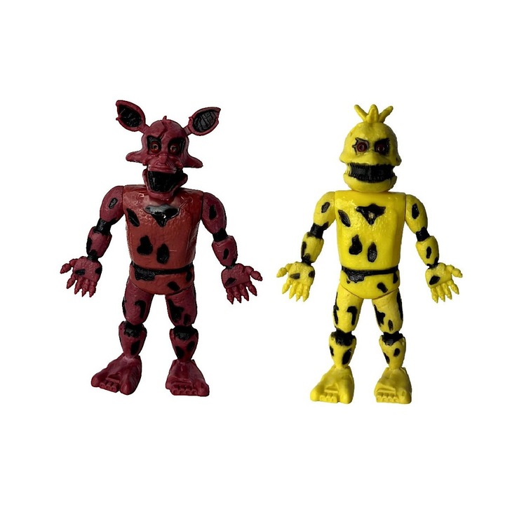 Set 2 Figurina FNAF (Five Nights at Freddy's), 14 cm, Chica, foxy, HAPPY JOKER®