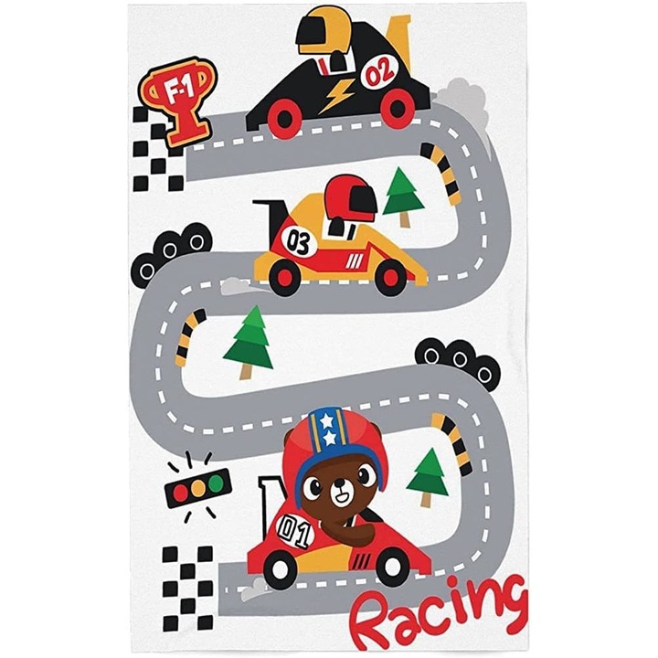 Covor antiderapant pentru copii Race 100x150 cm