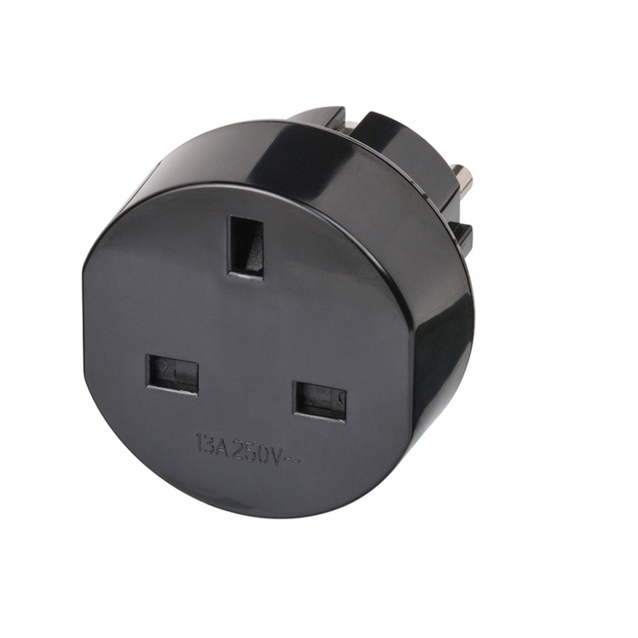 Adaptor de calatorie, UK in EU, Brennenstuhl, 220-250V, 13A, negru