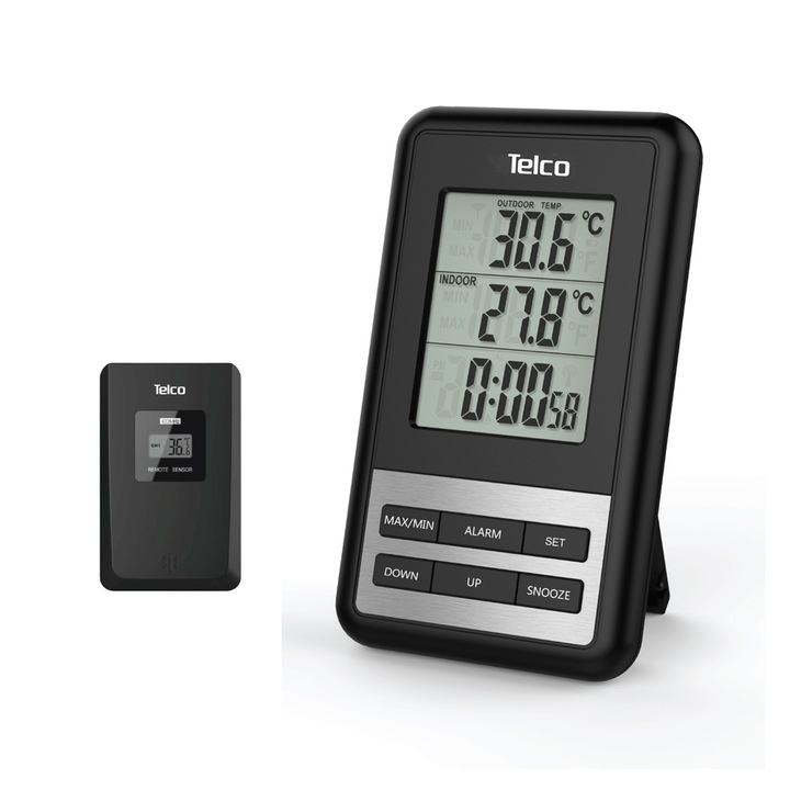 Statie meteorologica TELCO E0103T, senzor extern, afisaj temperatura interna/externa, alarma, 0°C ~ +50°C
