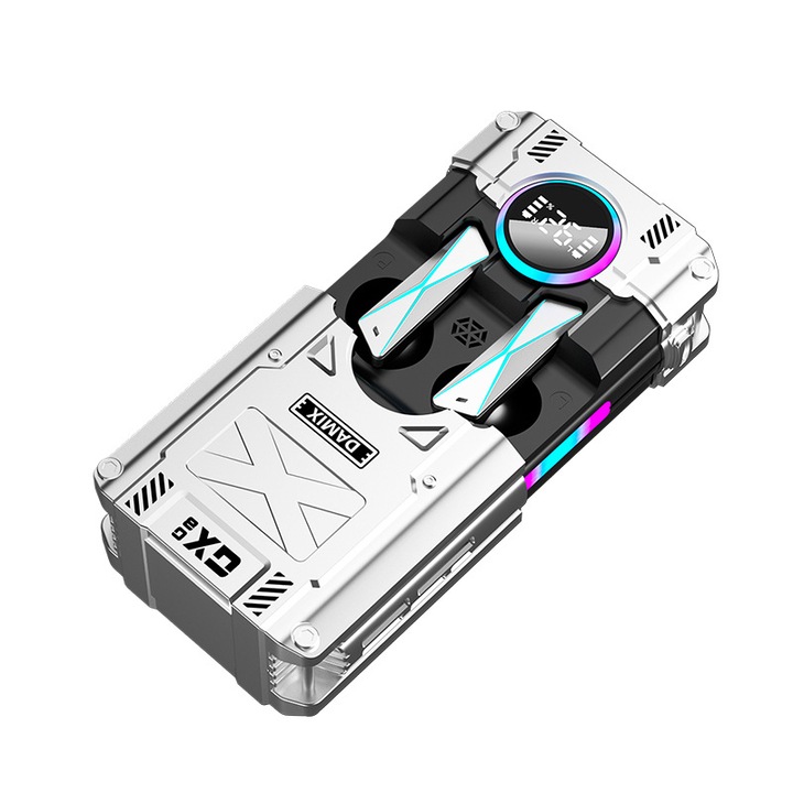 DAMIX DX-08 vezeték nélküli fülhallgató, 360 térhatású hang, alacsony késleltetés, USB-C, ezüst