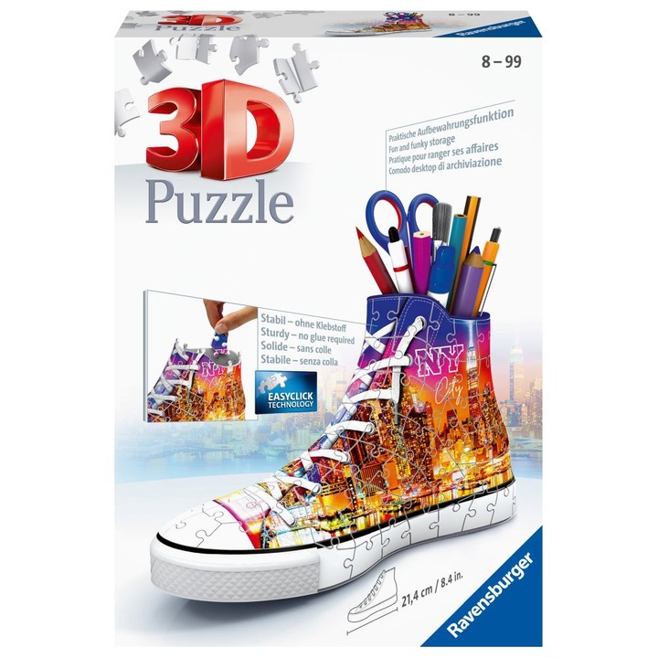 Пъзел 3D Ravensburger - New York Sneaker, Моливник, 108 части