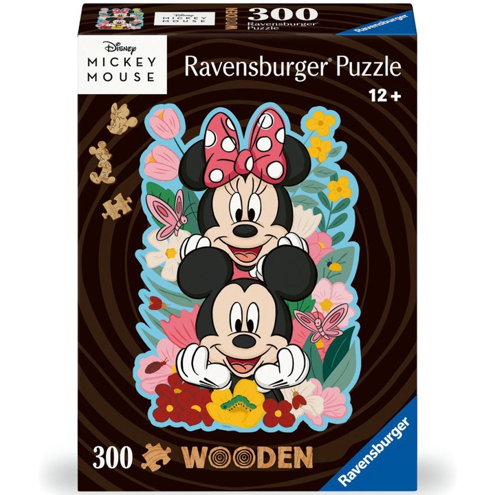 Дървен пъзел Ravensburger - Mickey и Minnie, 300 части