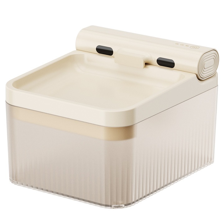 Dispenserul de apa pentru animale de companie 1009, cu baterie de 2200 mAh si autonomie de 30 de zile, capacitate mare de 4L, cu senzor inteligent pentru debitul de apa si design usor de demontat, alb ceai