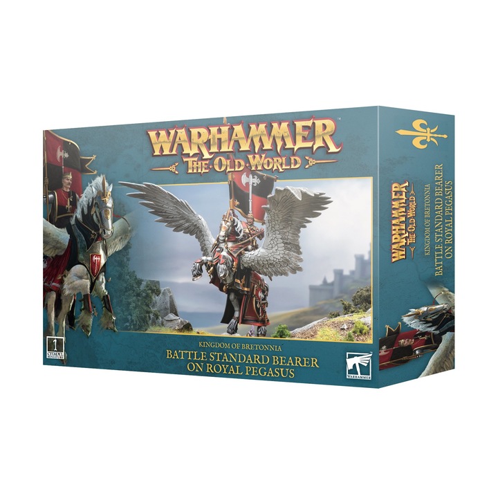 Игрален комплект Warhammer The Old World, Games Workshop, Kingdom of Bretonnia, знаменосец на Royal Pegasus, 43 части, 50 mm