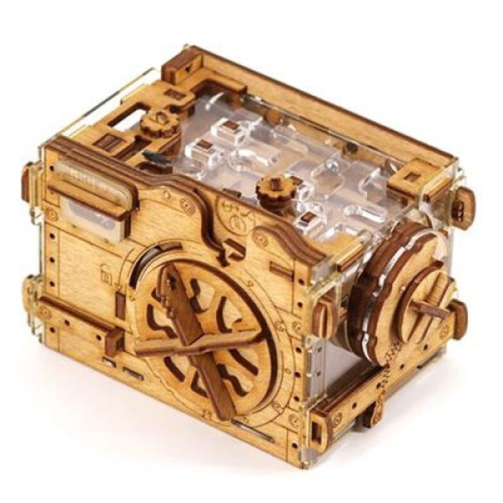 Cluebox - Fa kirakós doboz ajándék széf A-labirintus-ing széf