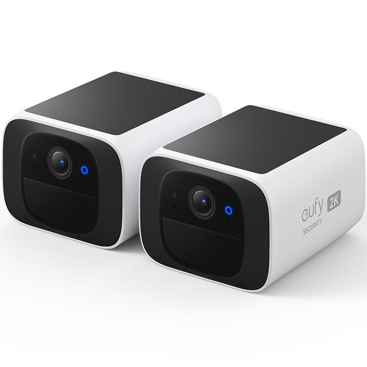 Eufy SoloCam S220, vezeték nélküli, napelemes biztonsági kamera szett, 2K felbontás, IP67, 2 db