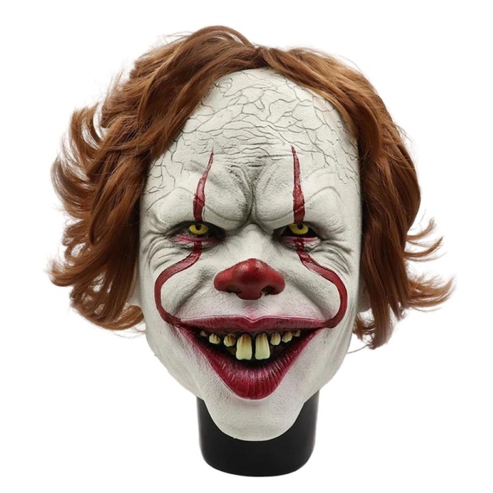 Страшна маска на клоун за Хелоуин/Карнавал, Унисекс, Латекс, Бяла