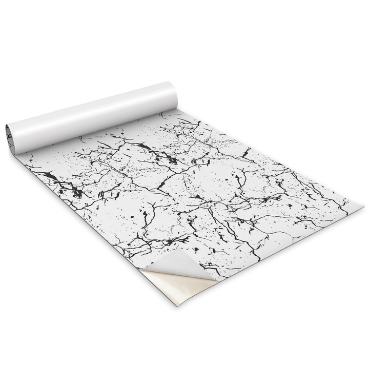 Folie de mobila autoadeziva, Wallfluent, Marmura crapata, Black Chess, 100x50 cm, 010130570010000276957