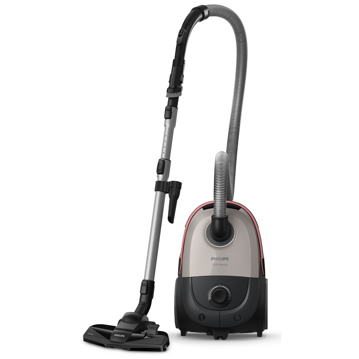Прахосмукачка Philips Серия 5000 XD5122/10, 900 W, HEPA филтър, 77 db, Накрайник TriActive, Накрайник за тапицерия, Аксесоар за тесни пространства, Четка, вградена в дръжката, Торба за боклук Sbag 4 литра, Бежов