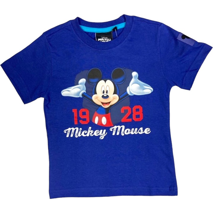 Tricou copii, 100% bumbac, albastru, 1928, Mickey Mouse, Albastru