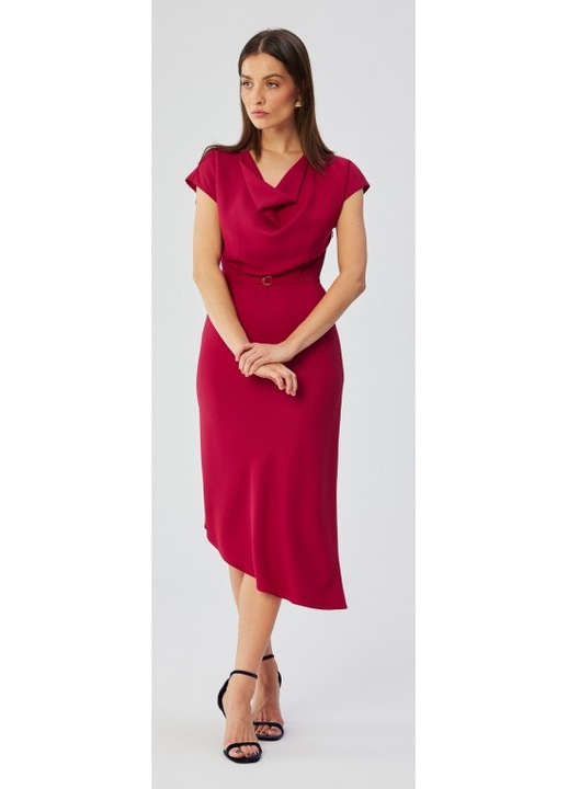 Rochie asimetrica cu decolteu cu apa - pruna, S