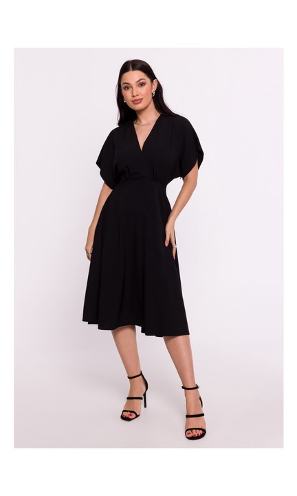 Разкроена рокля, BeWear, Черен, XL