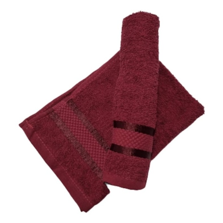 Set 2 prosoape pentru maini, culoare visiniu, 30 x50 cm, 100% bumbac
