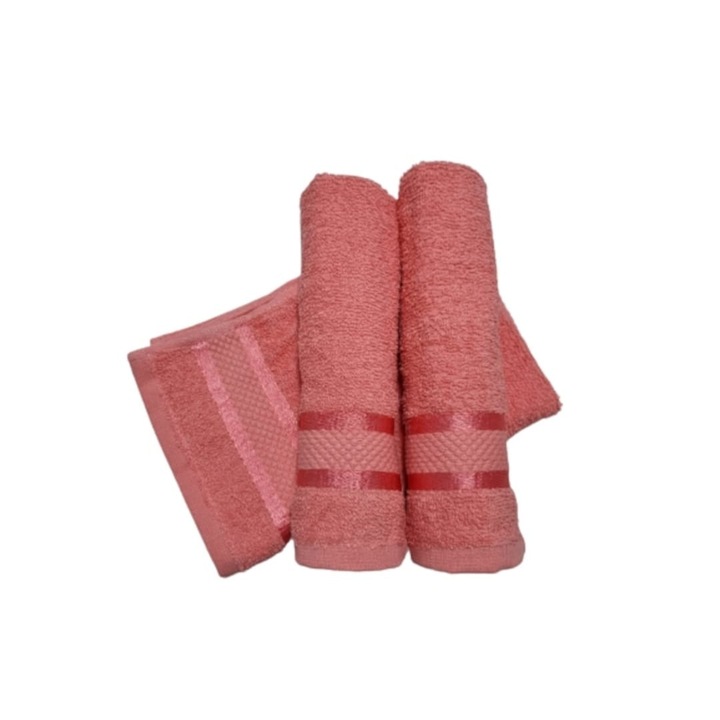 Комплект от 3 кърпи за ръце в прасковен цвят, 30 x 50 см, 100% памук, 400 г/м²