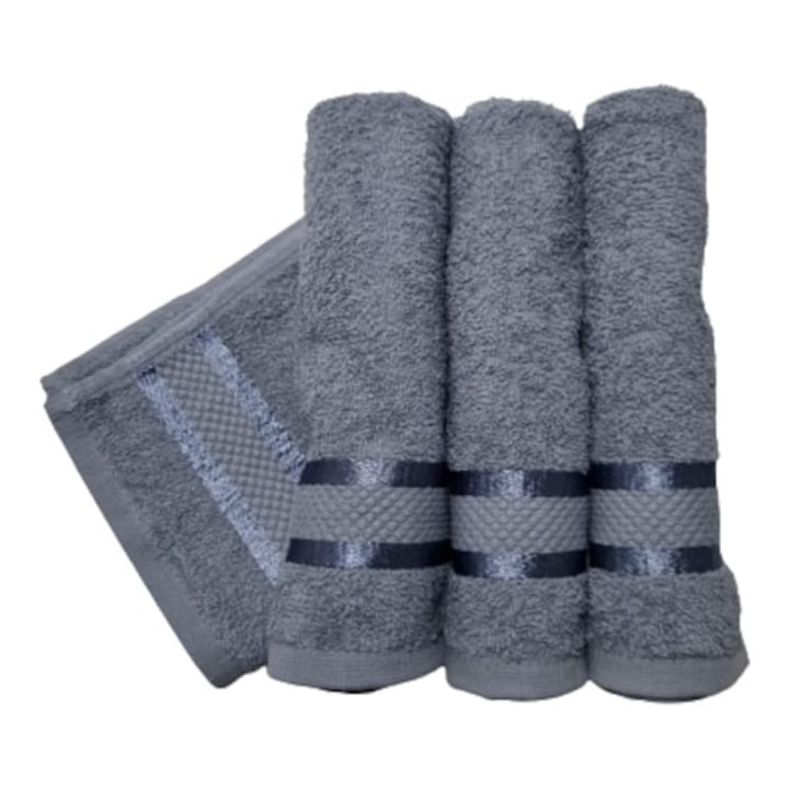 Комплект от 4 сиви кърпи за ръце, 30 x 50 см, 100% памук, 400 г/м²